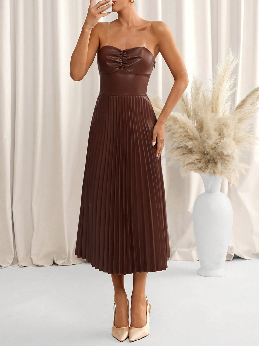 Rochie midi SHEIN, maro