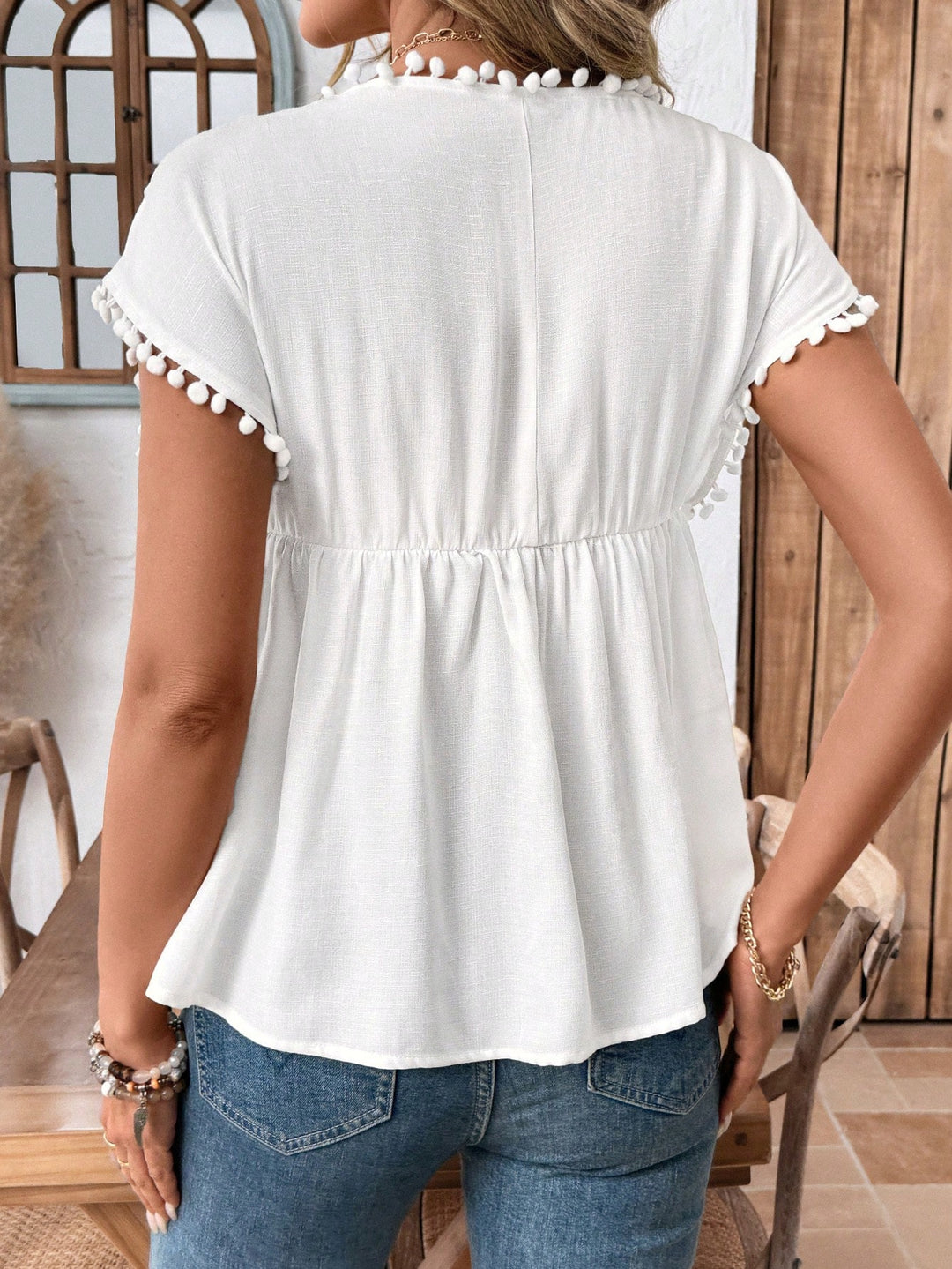 SHEIN rövid ujjú ing, fehér