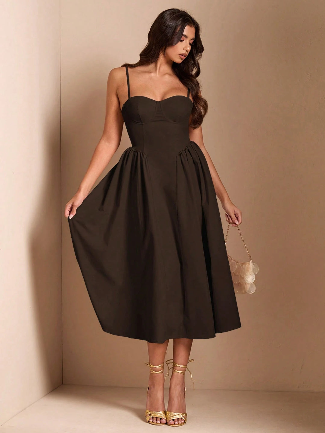 Rochie midi SHEIN, maro