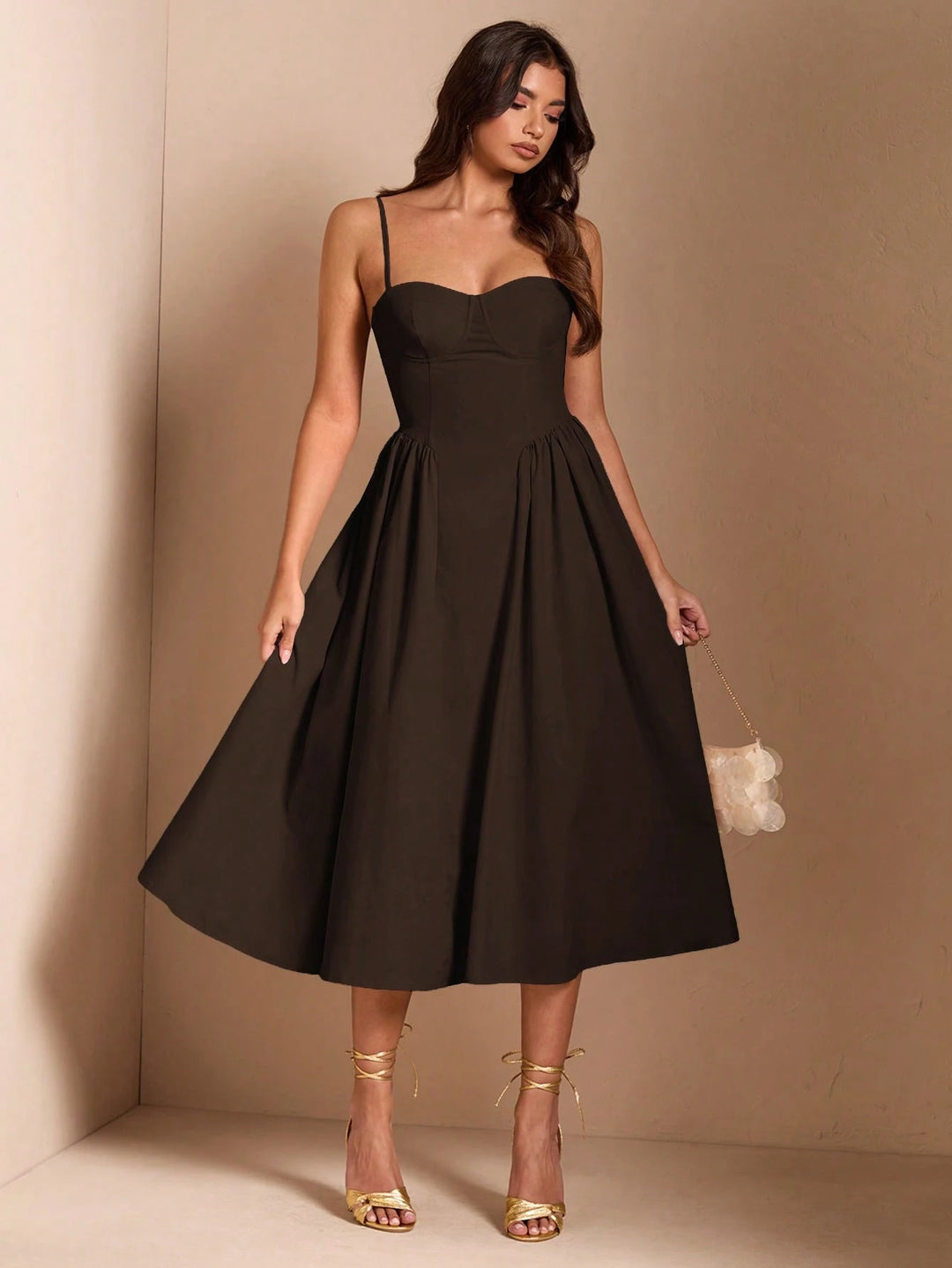 Rochie midi SHEIN, maro
