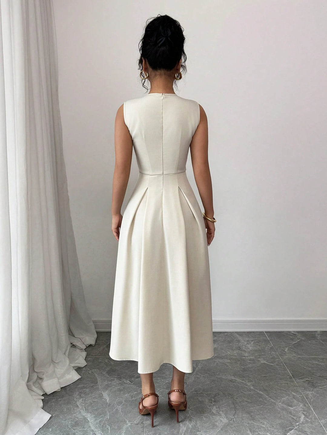 Shein midi ruha, bézs