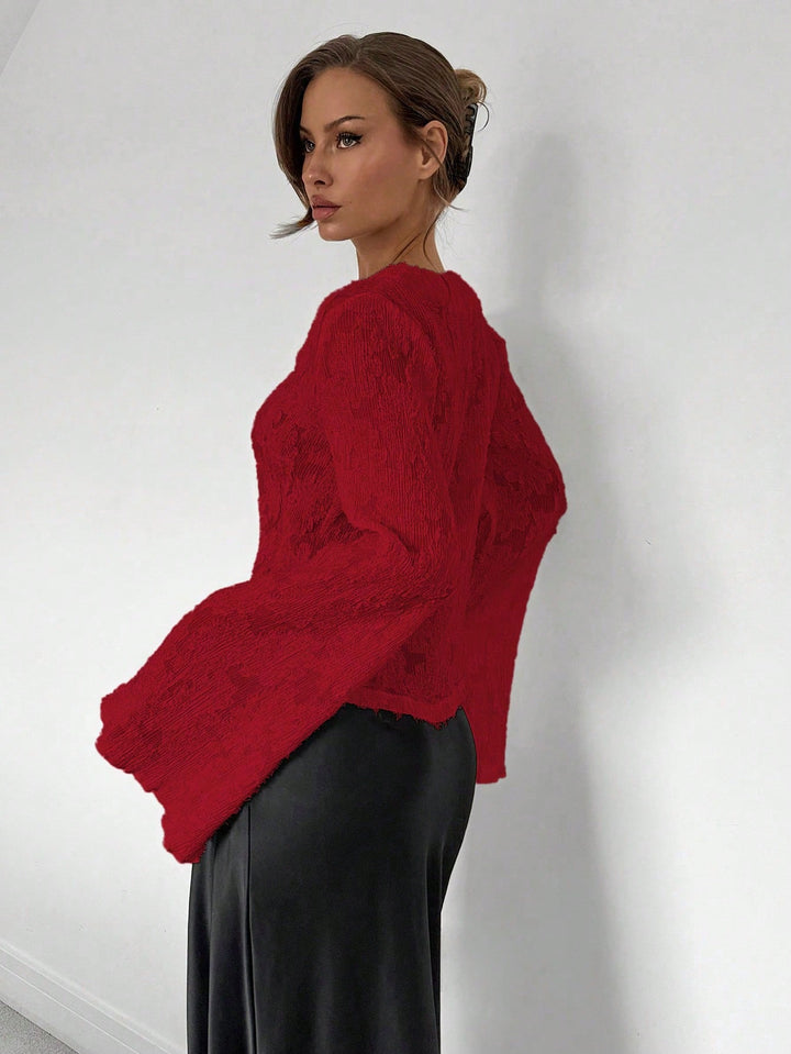 Bluza dantelată SHEIN, roșu