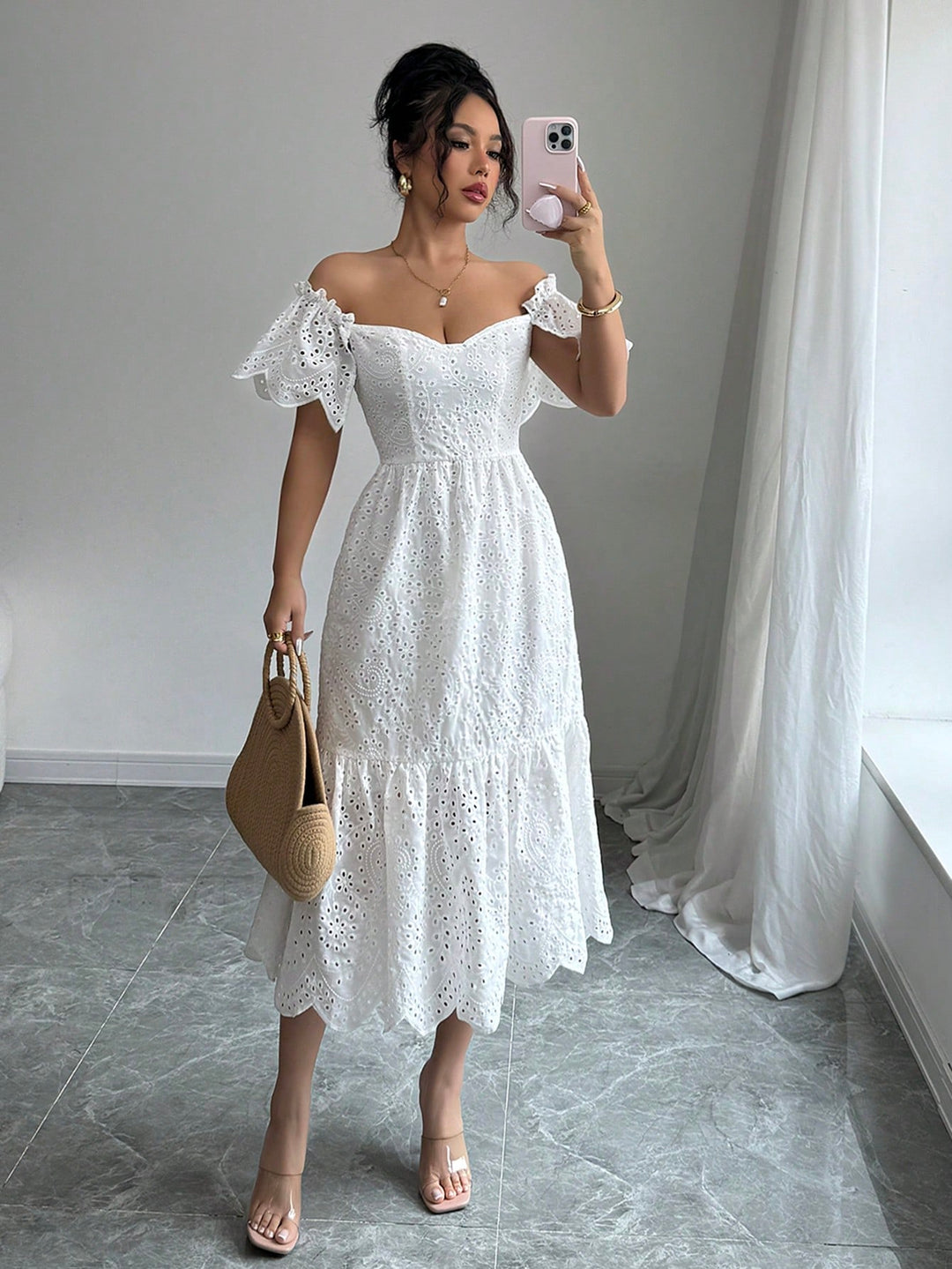 Rochie midi SHEIN, alb