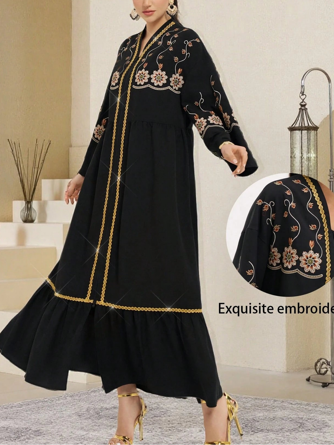 SHEIN midi ruha, fekete