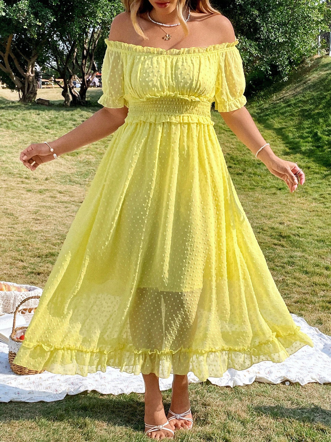 SHEIN maxi ruha, sárga