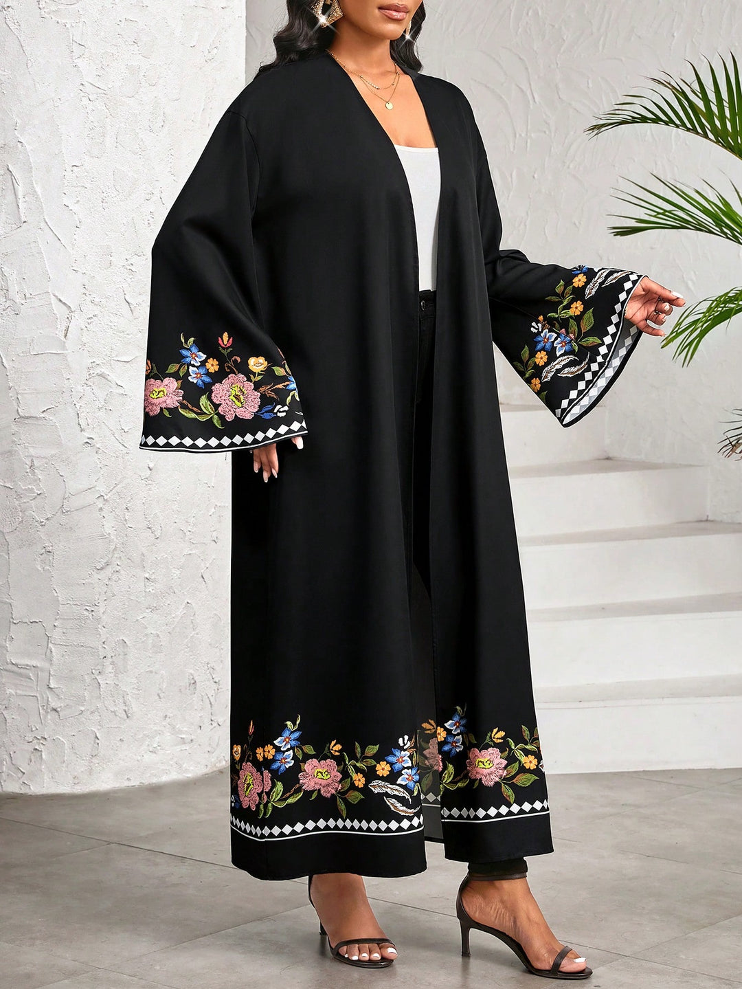 Cardigan lung SHEIN, negru