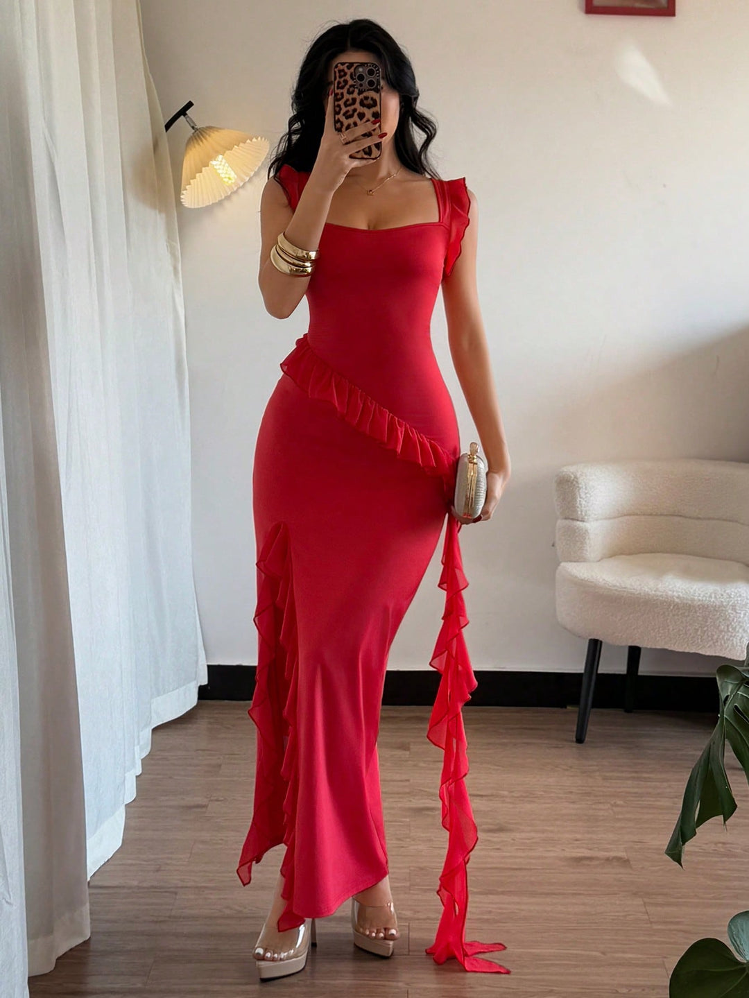 SHEIN maxi ruha, piros