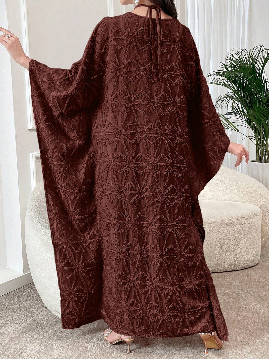 Set caftan și jalabiya SHEIN, maro