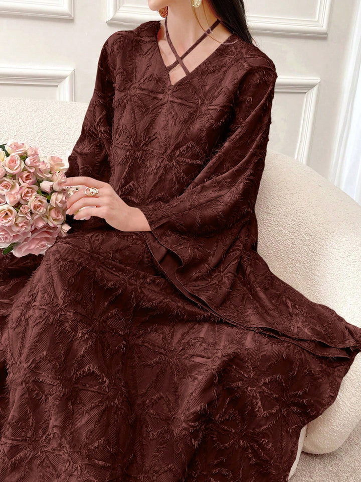 Set caftan și jalabiya SHEIN, maro