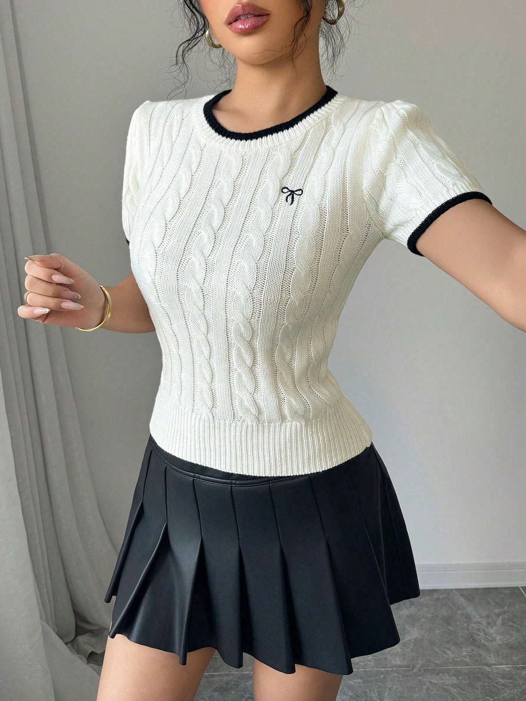 Top tricotat SHEIN, roz