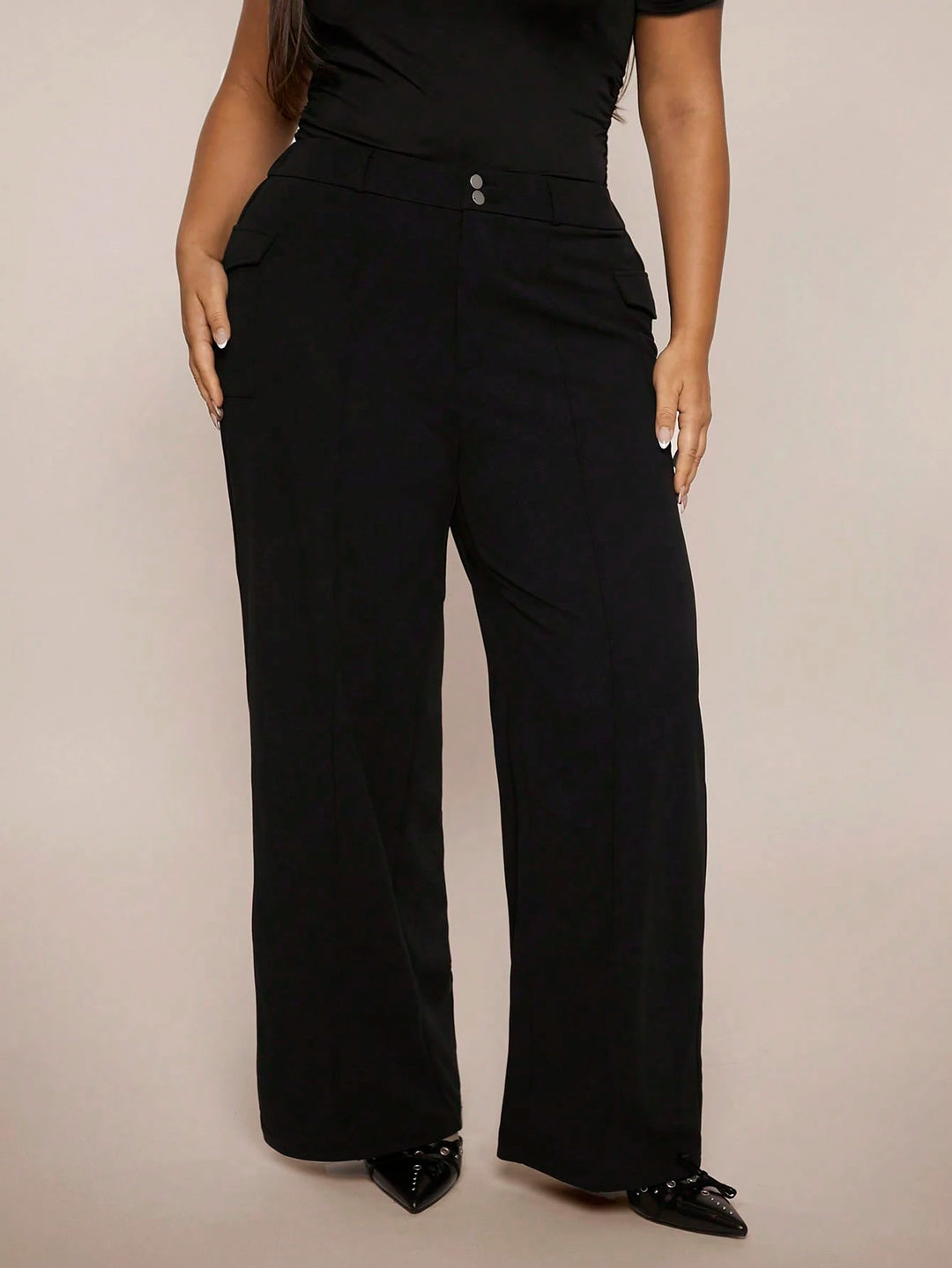 Shein Curve+ nadrág, fekete