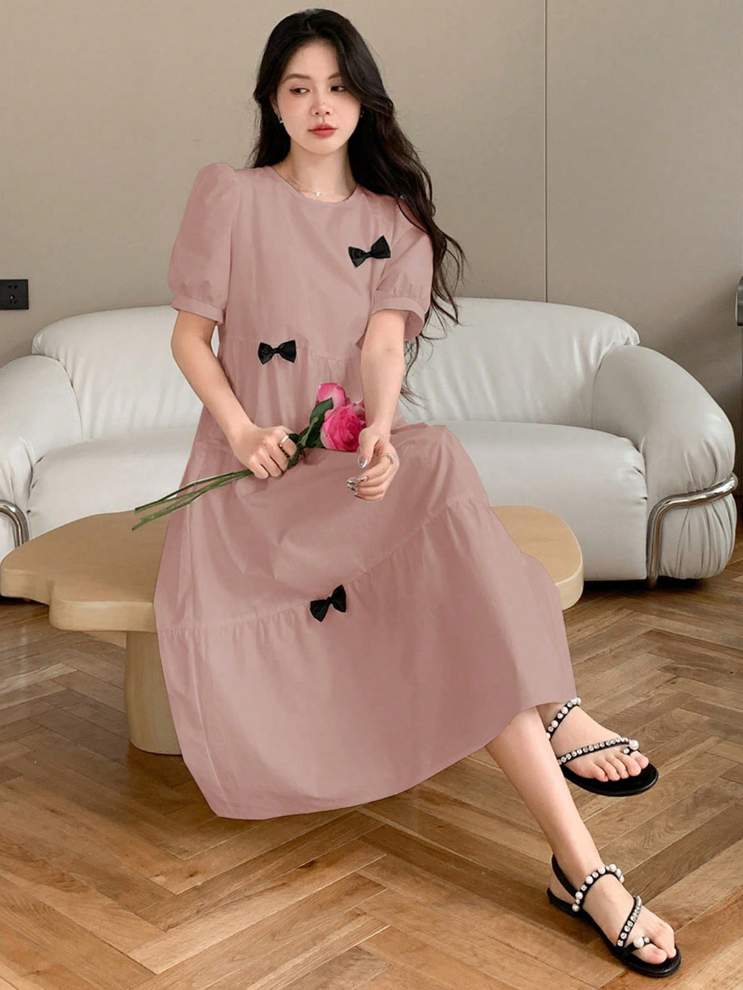 Rochie midi SHEIN, roz