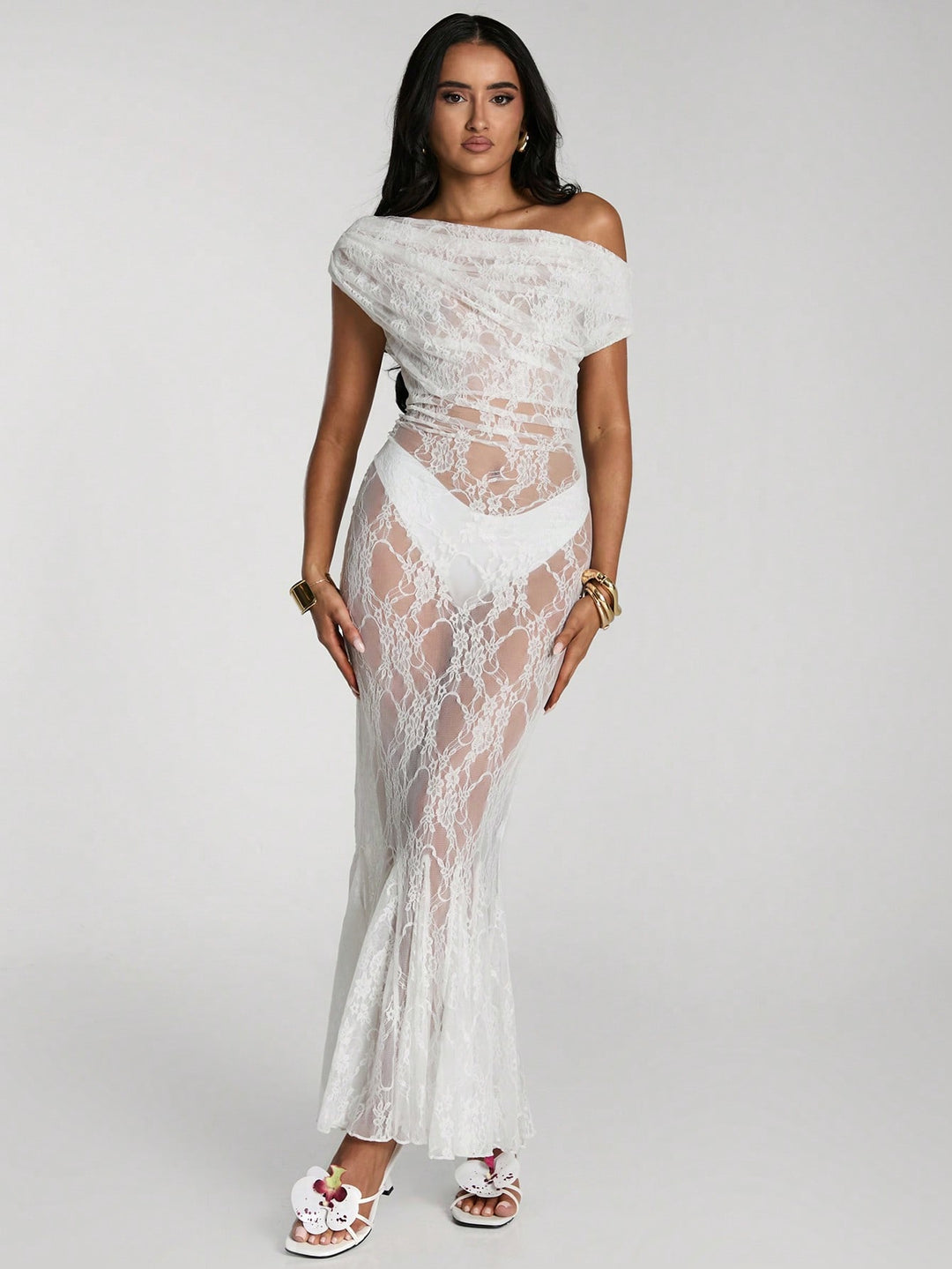 Rochie de plaja SHEIN, alb