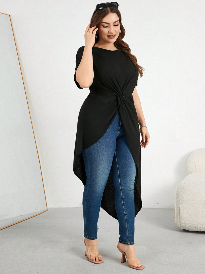 Tricou lung SHEIN, negru