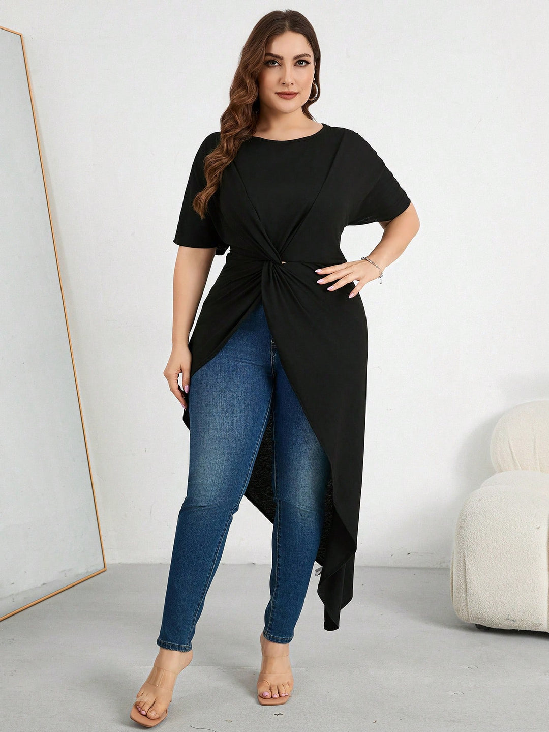 Tricou lung SHEIN, negru