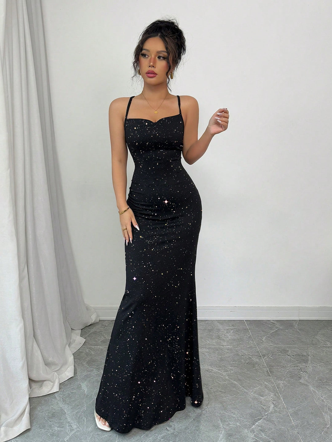 SHEIN maxi ruha, fekete