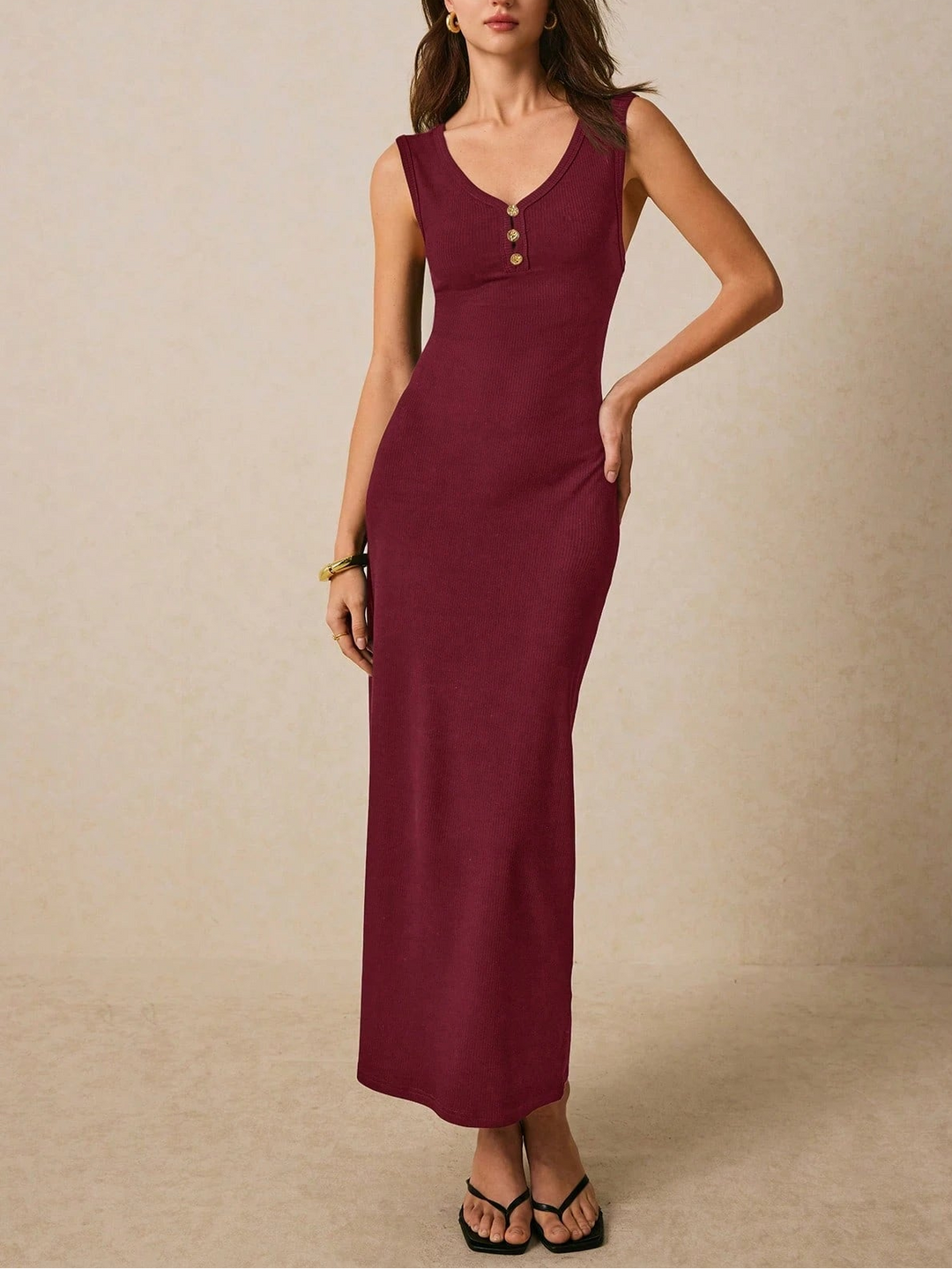 SHEIN maxi ruha, bordó