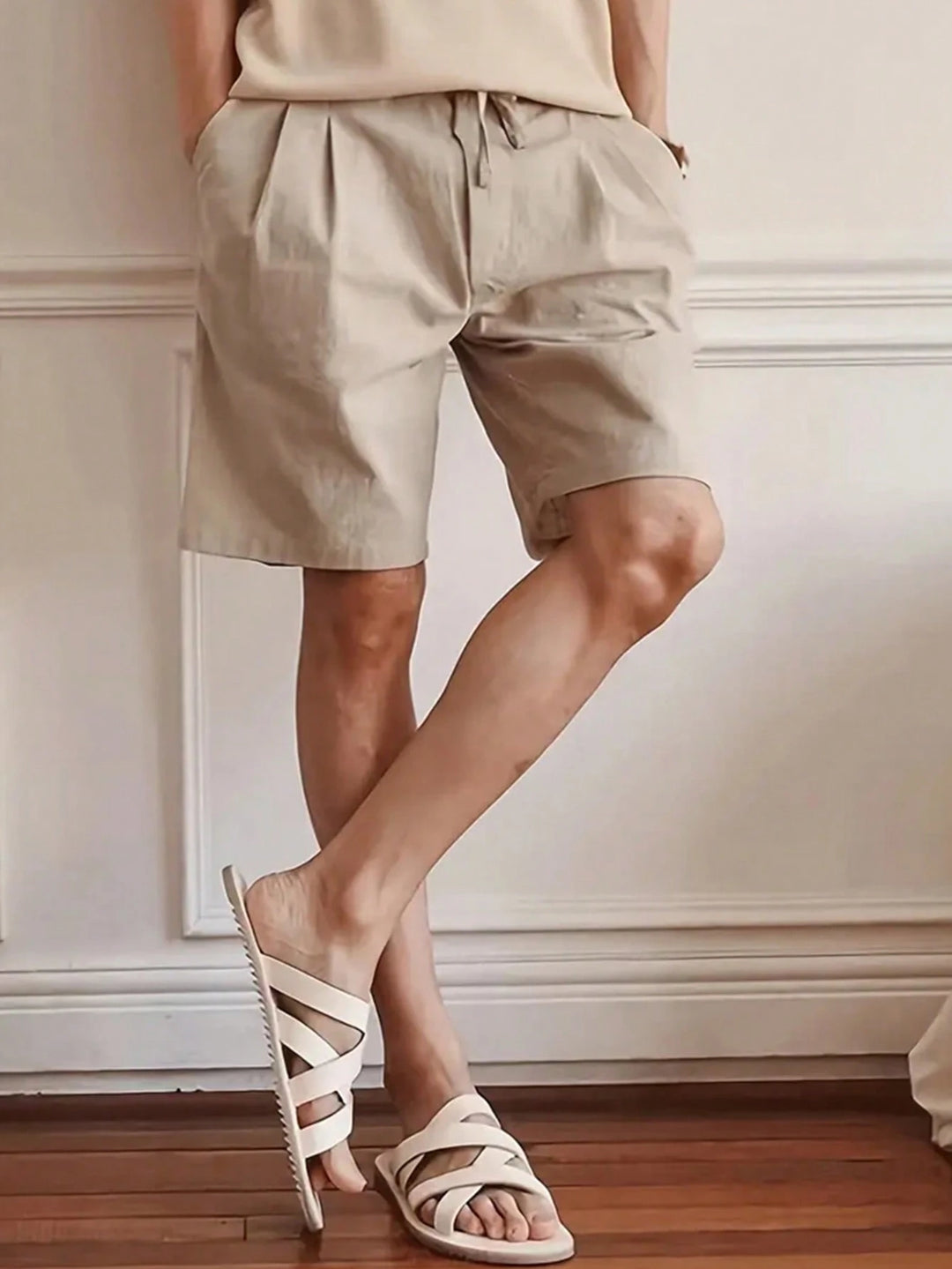 Pantaloni scurți SHEIN, crem