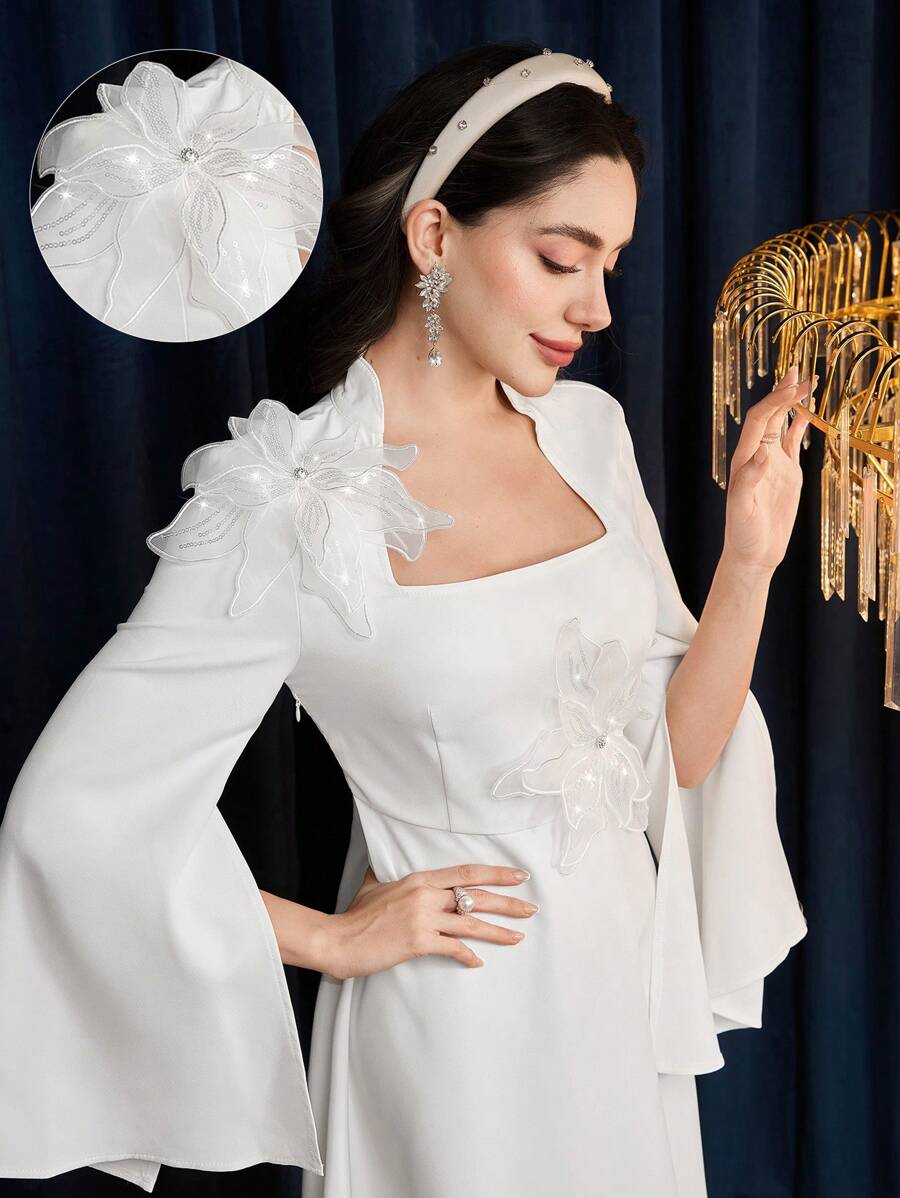 Rochie de ocazie SHEIN, alb