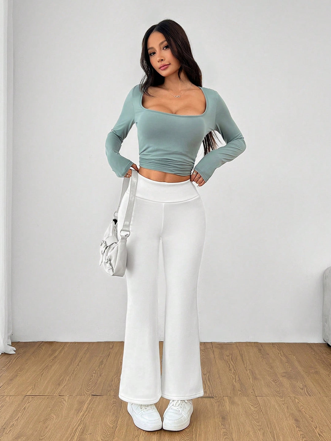 Pantaloni SHEIN, alb