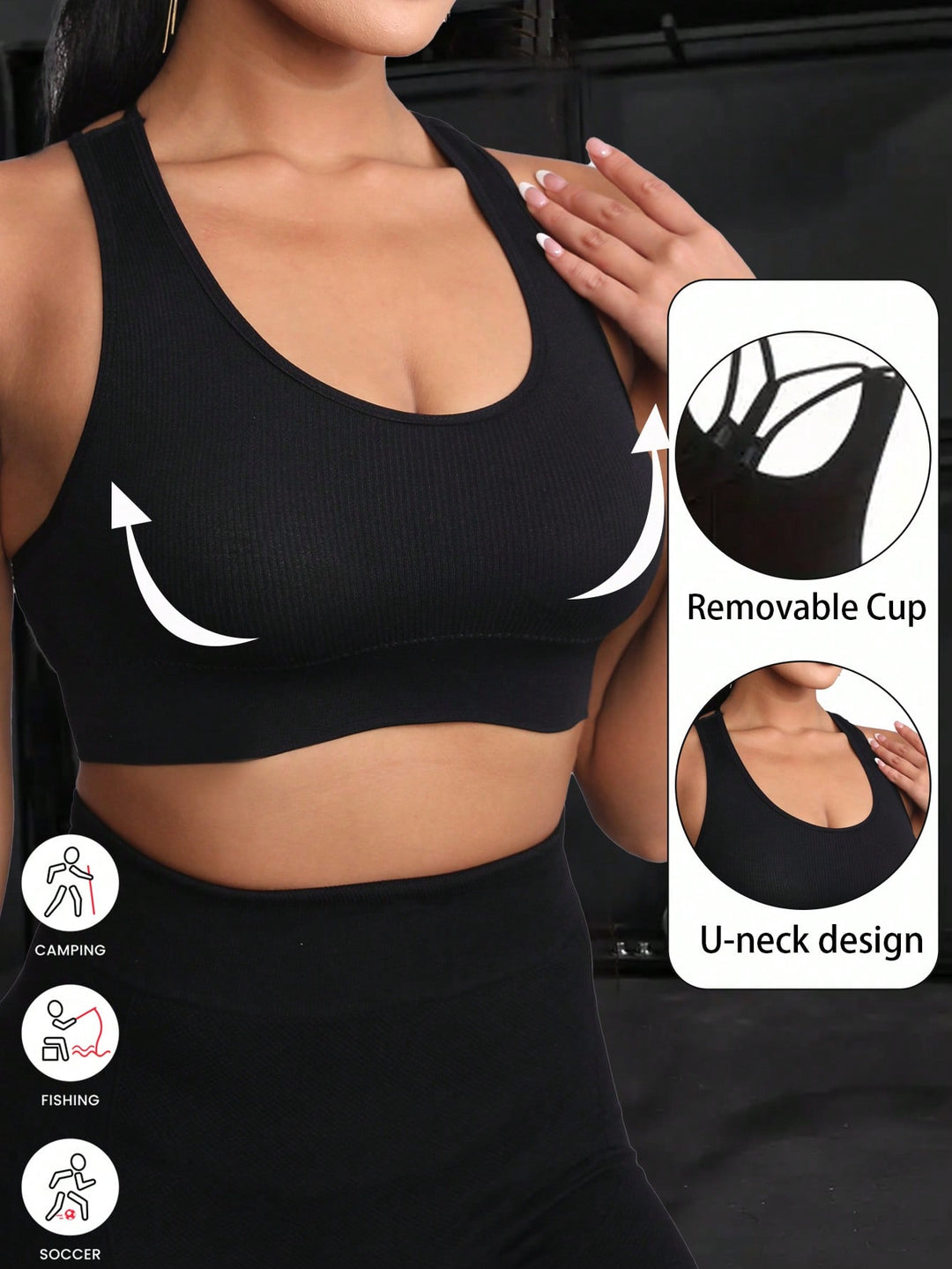 Bustieră sport SHEIN, negru