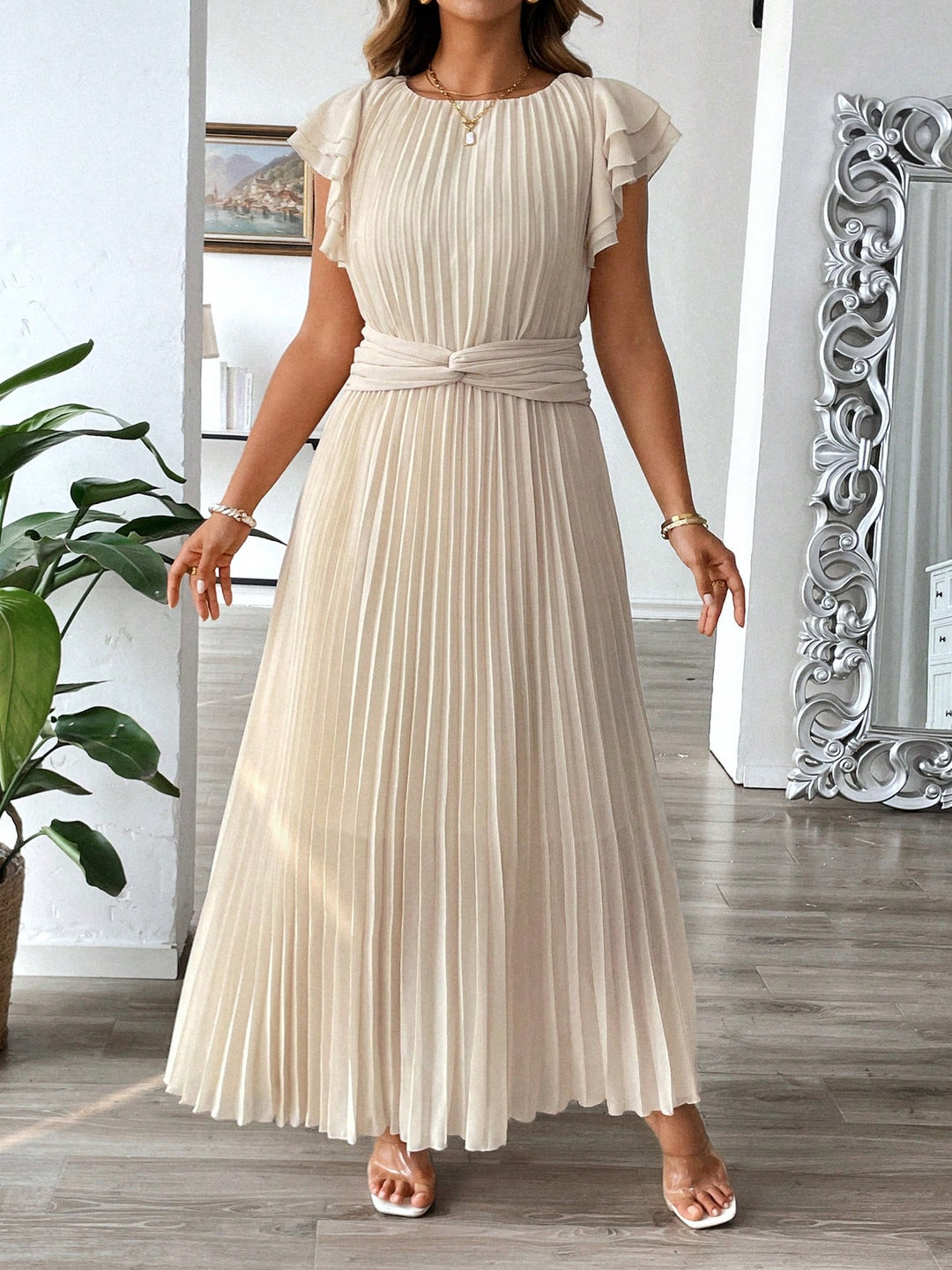 SHEIN hosszú krémruha
