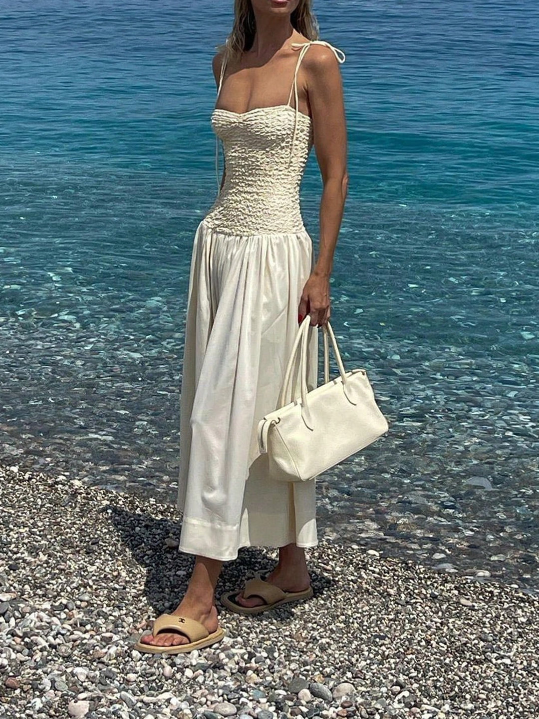 SHEIN maxi ruha, krémszínű
