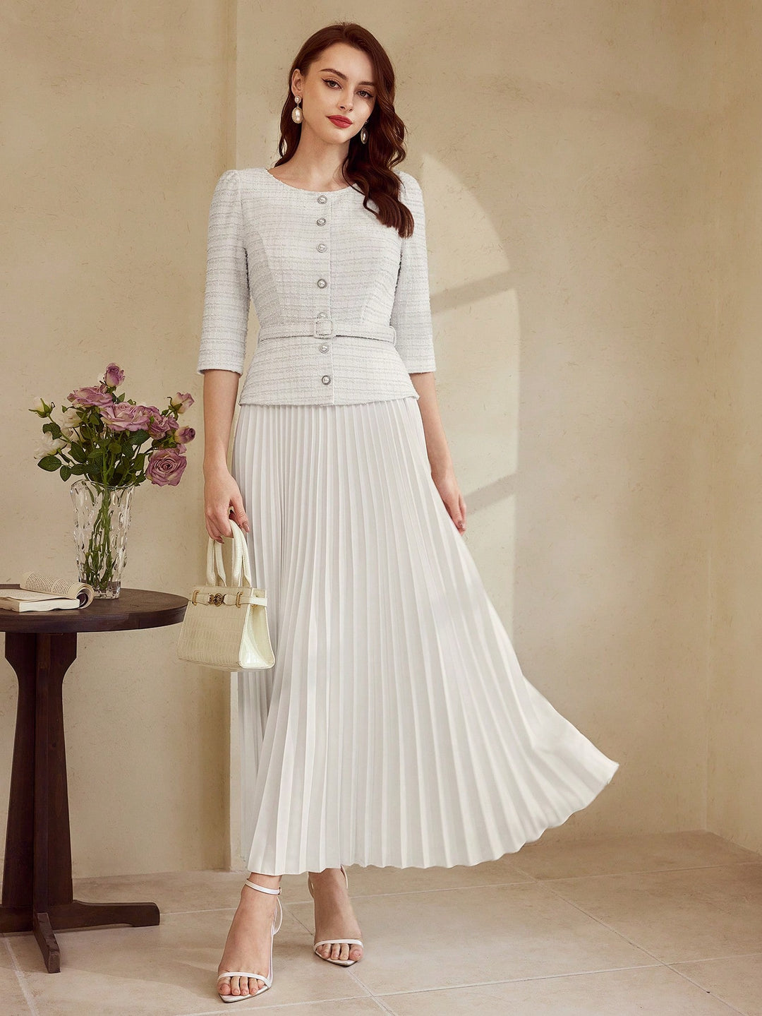 Rochie maxi SHEIN, alb