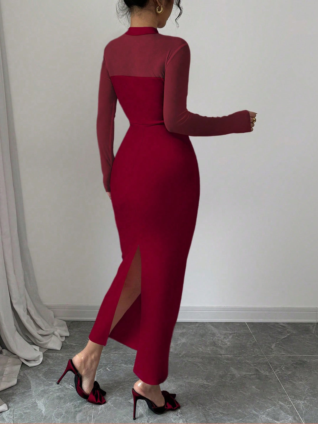 SHEIN bordó maxi ruha