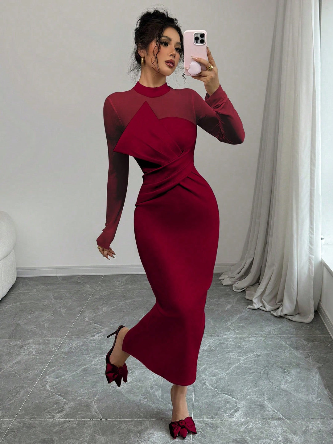 SHEIN bordó maxi ruha