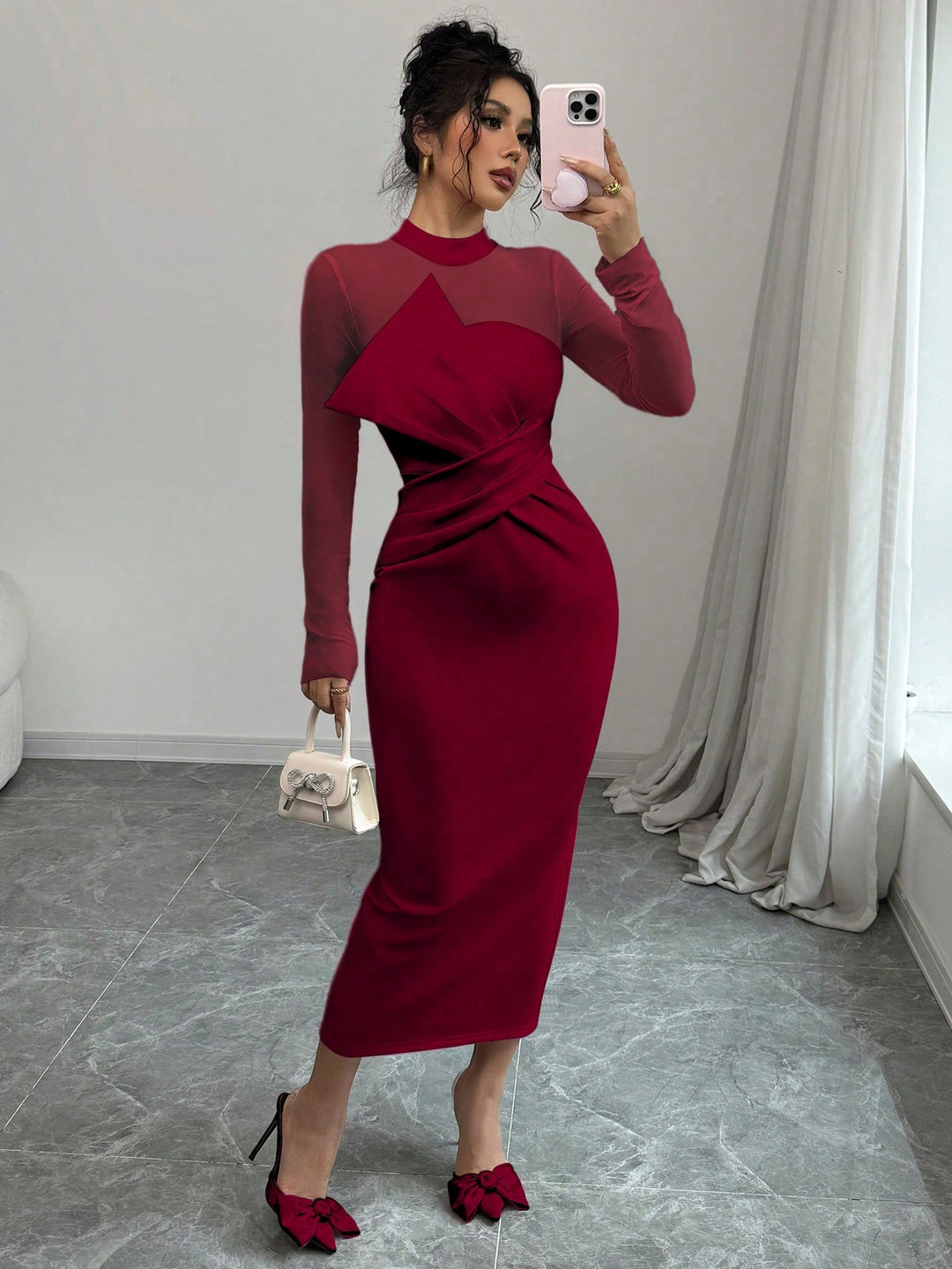 SHEIN bordó maxi ruha