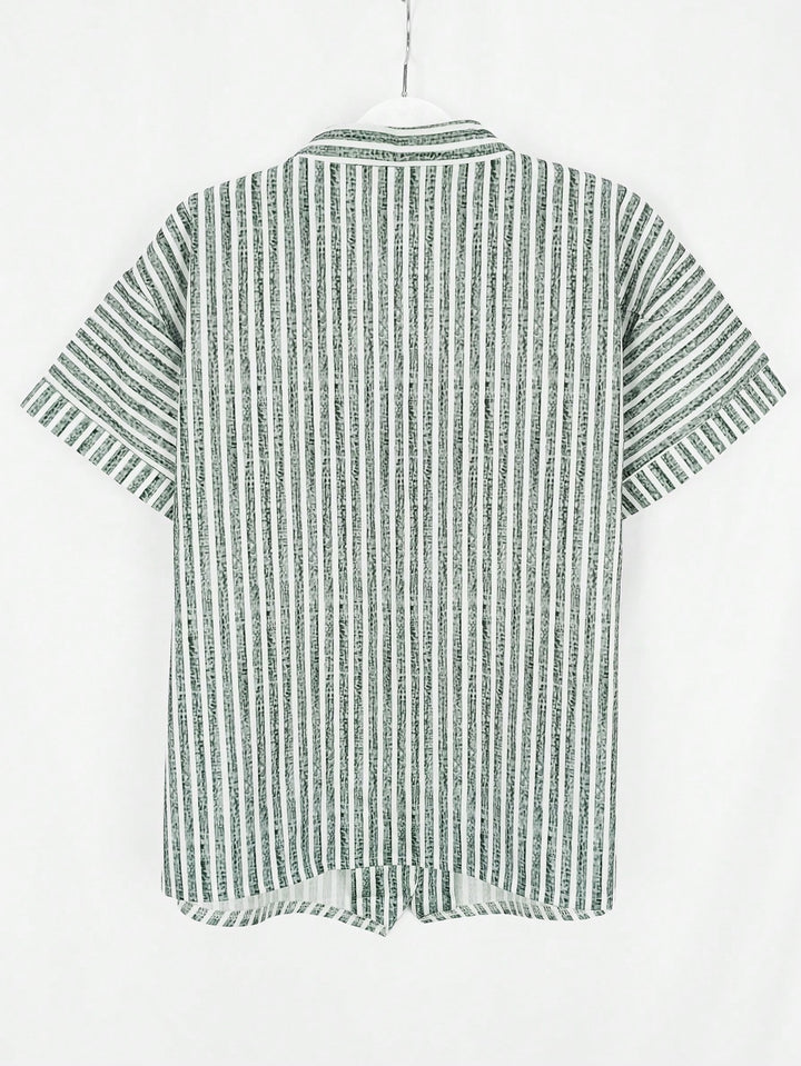 Cămașă casual dungi SHEIN, verde