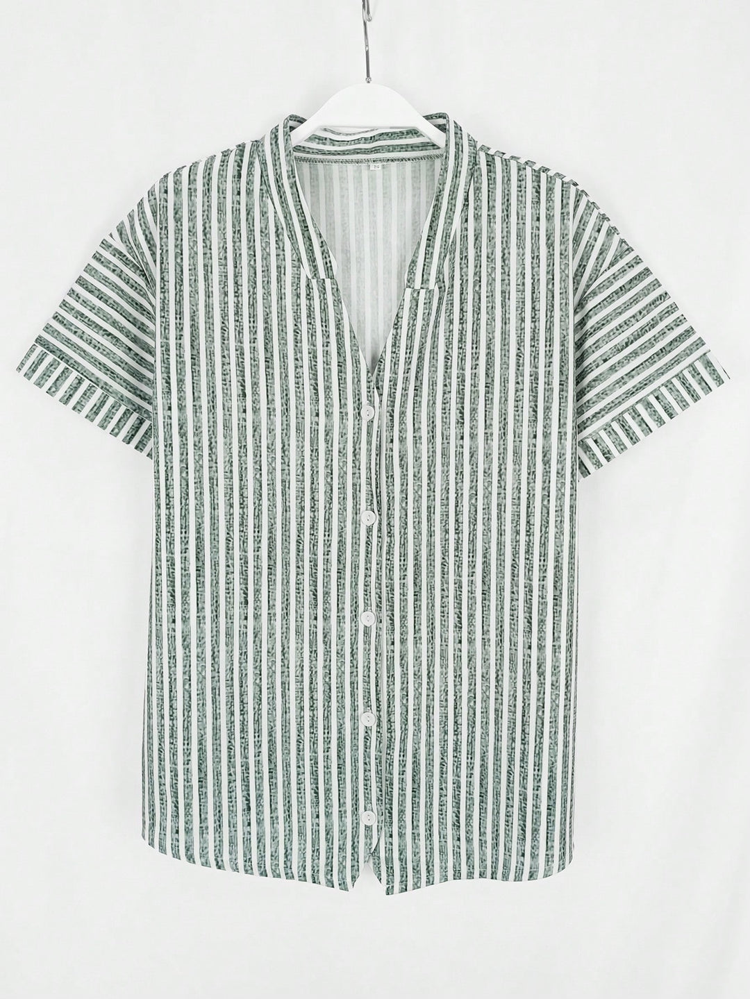 Cămașă casual dungi SHEIN, verde