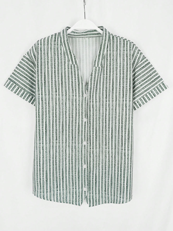 Cămașă casual dungi SHEIN, verde