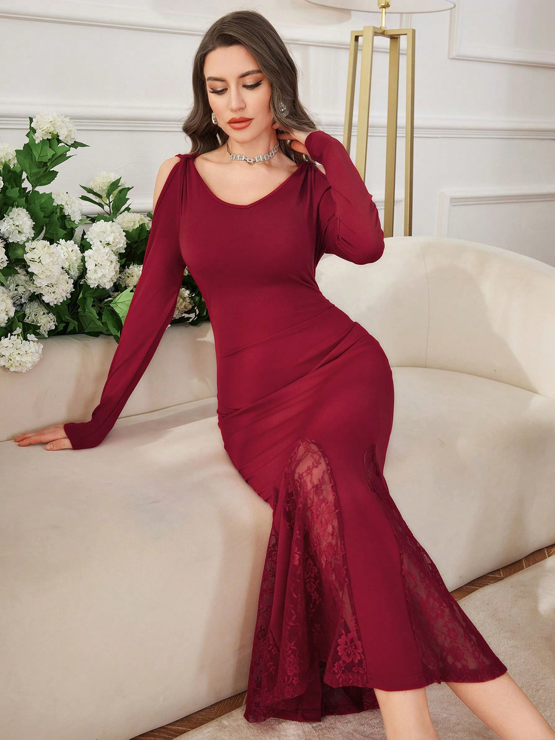 SHEIN maxi ruha, piros