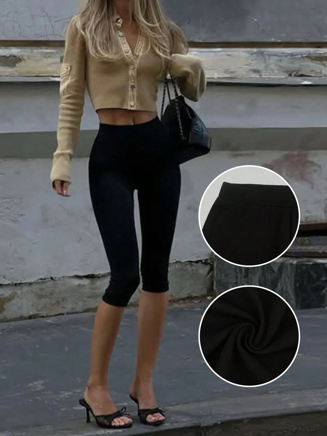 SHEIN 3/4 leggings, fekete