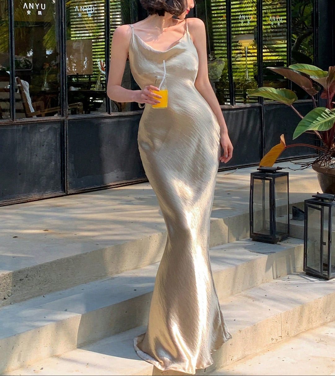 SHEIN maxi ruha, bézs