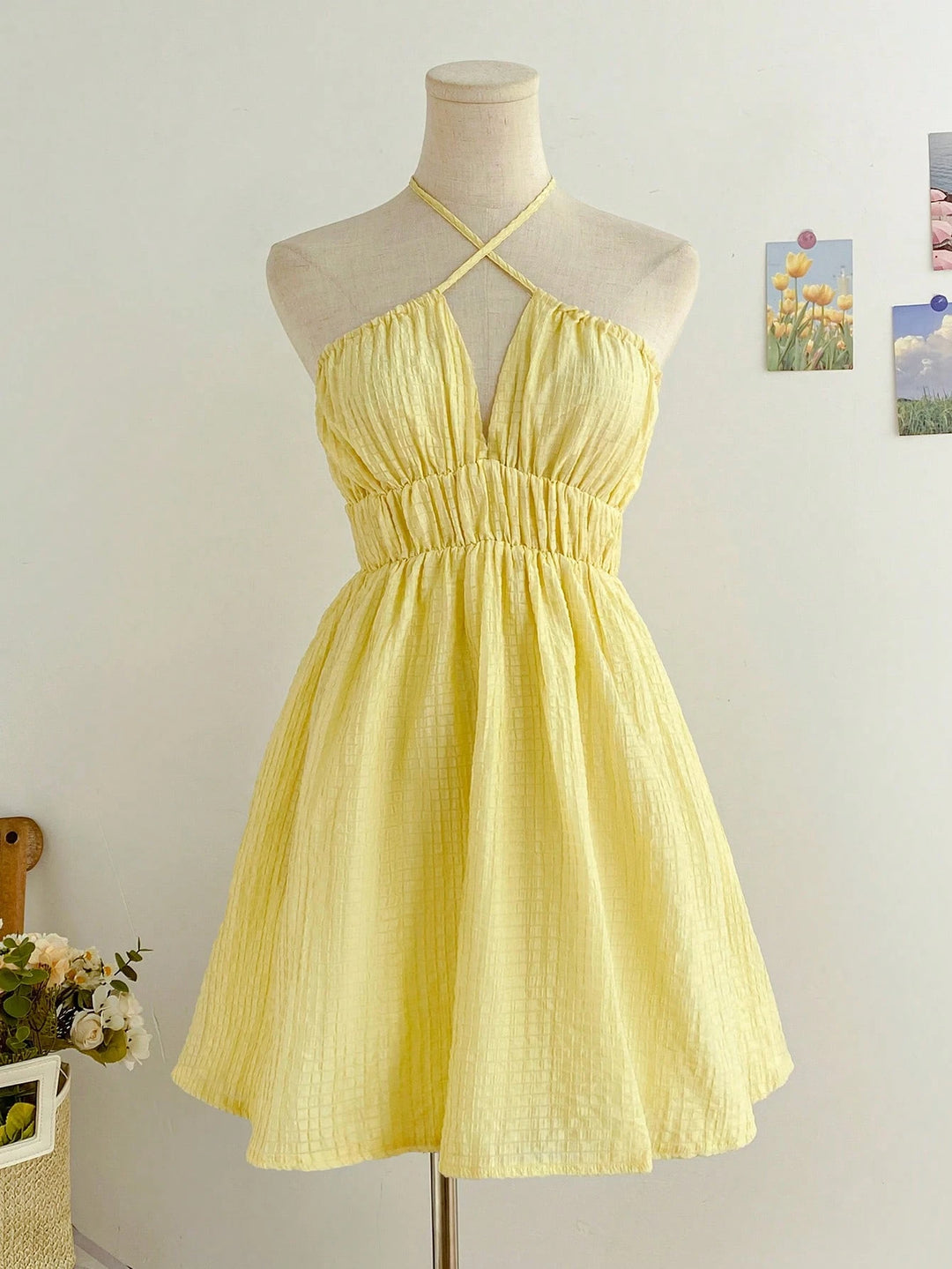 SHEIN sárga mini ruha