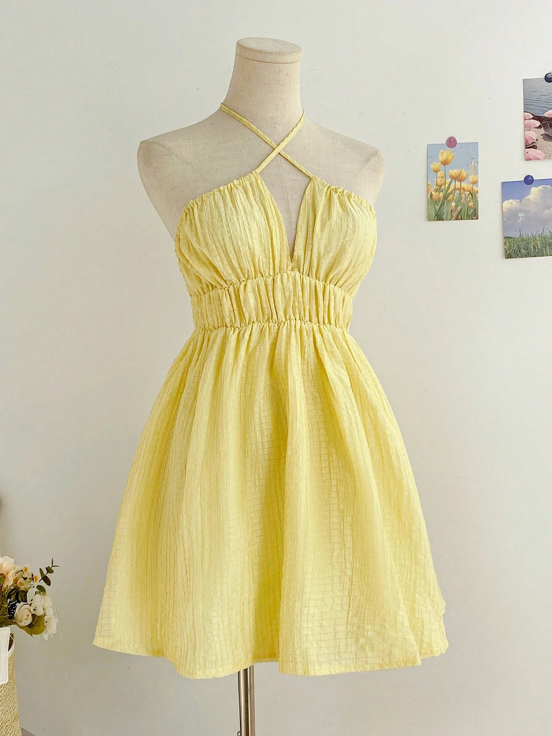 SHEIN sárga mini ruha