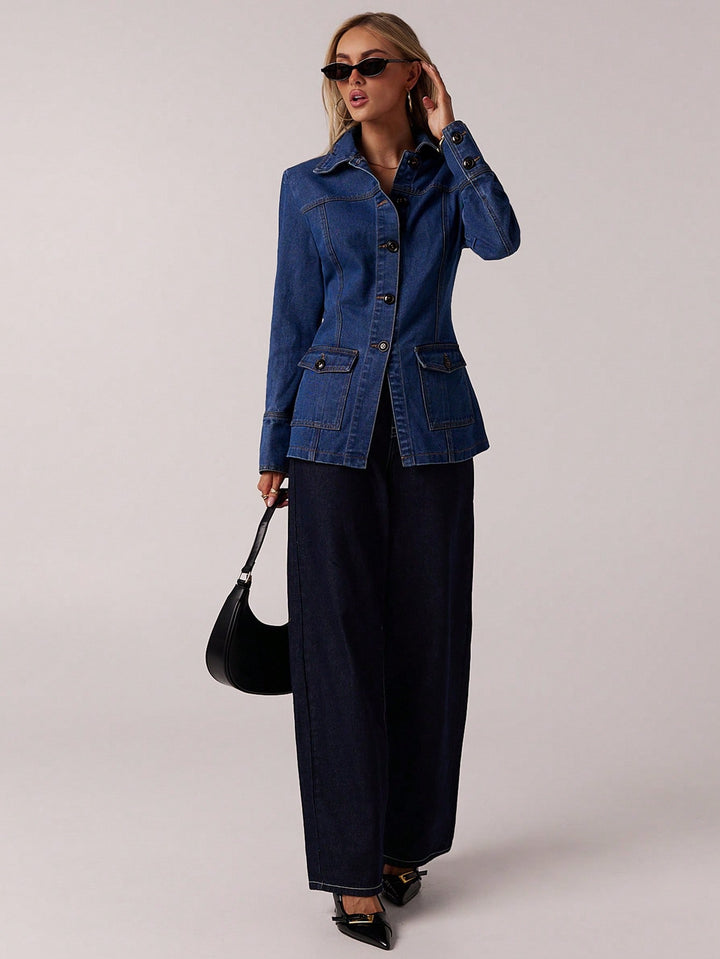 Jachetă denim SHEIN, albastru