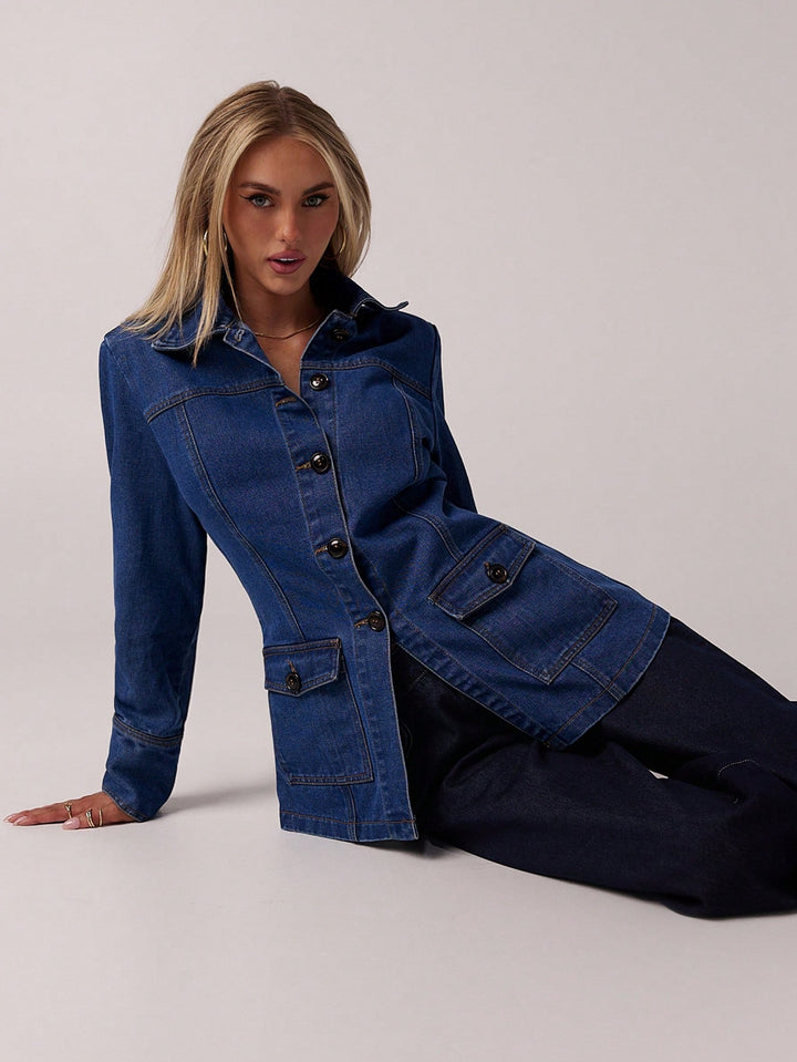 Jachetă denim SHEIN, albastru