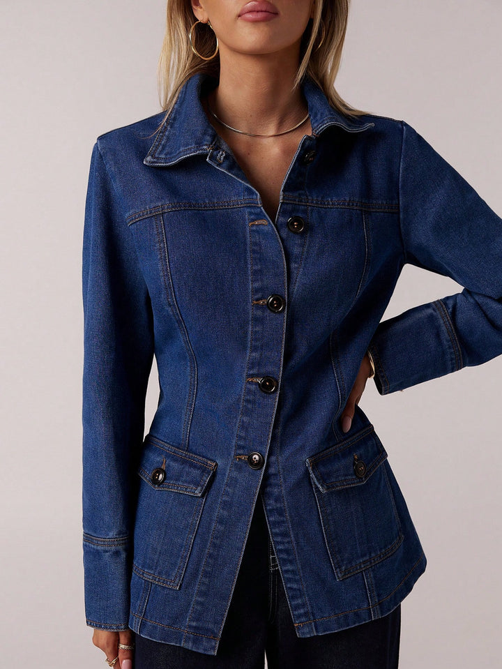 Jachetă denim SHEIN, albastru