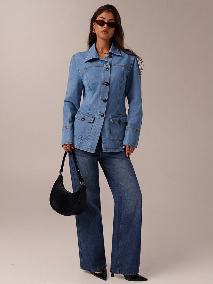 Jachetă denim SHEIN, albastru