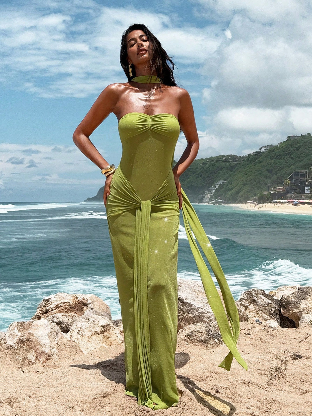 Rochie maxi SHEIN, verde
