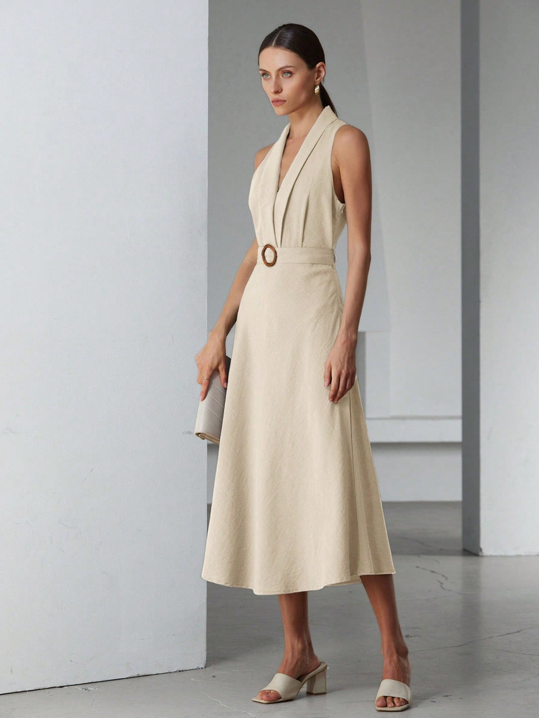 SHEIN midiruha, bézs