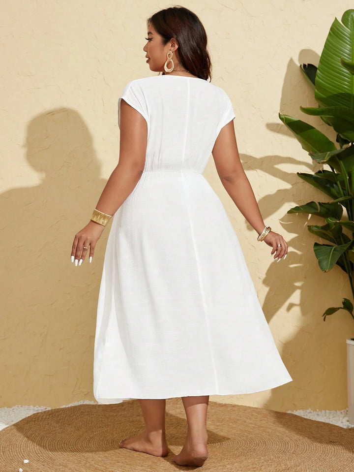 Rochie maxi Shein Curve+, alb