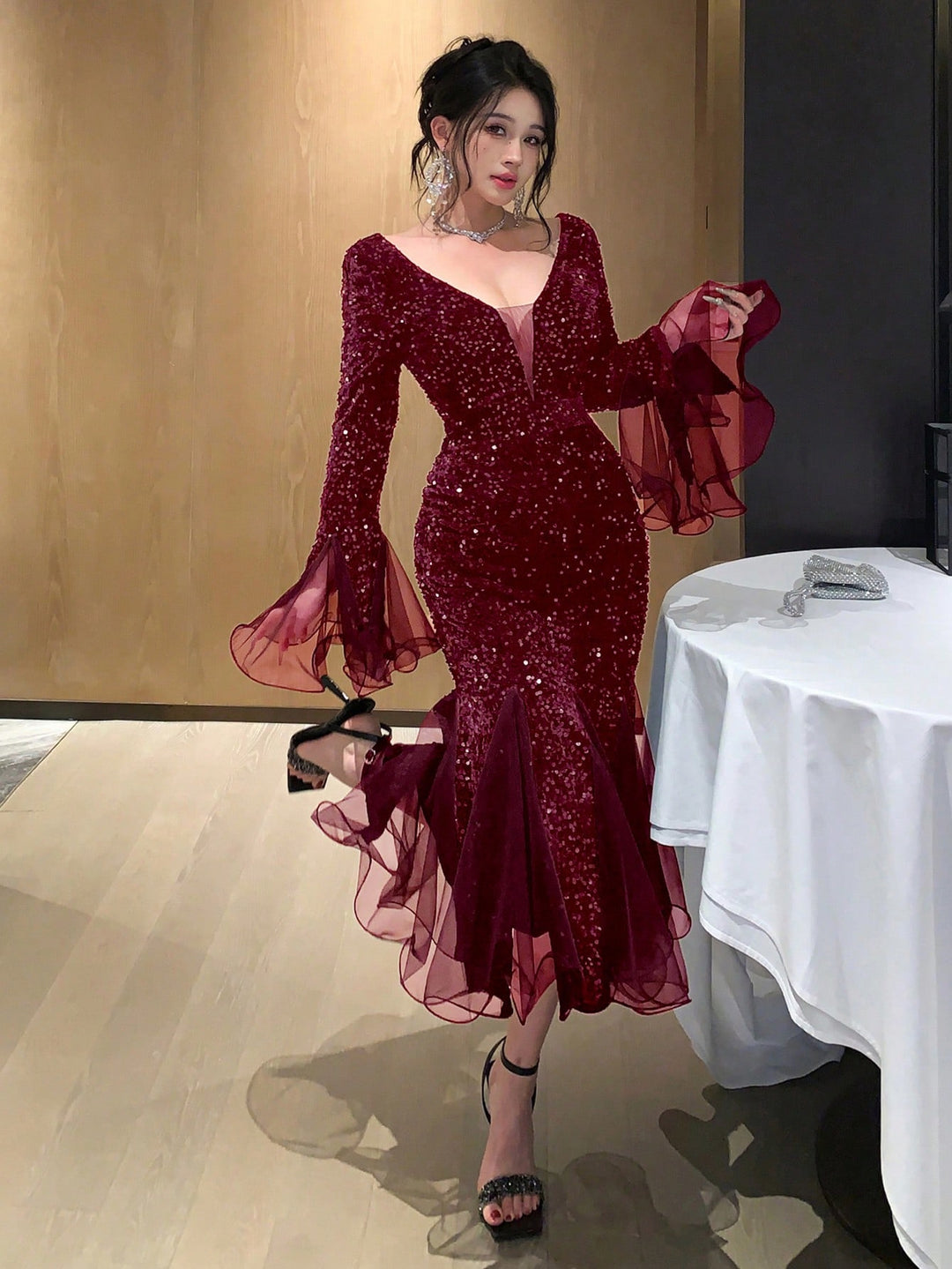 Rochie maxi SHEIN, vișiniu