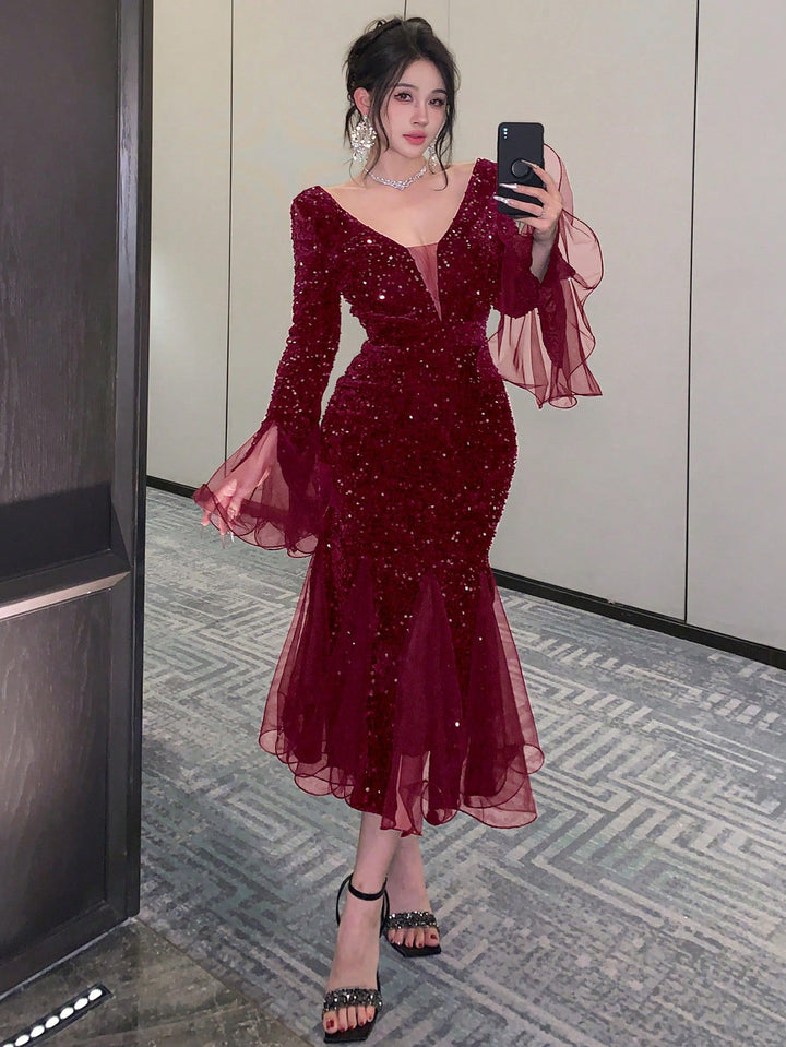 Rochie maxi SHEIN, vișiniu