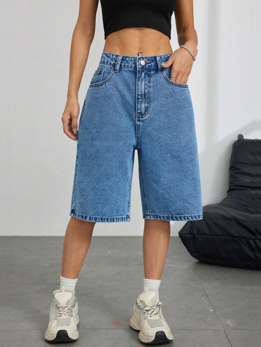 Pantaloni scurți SHEIN, albastru