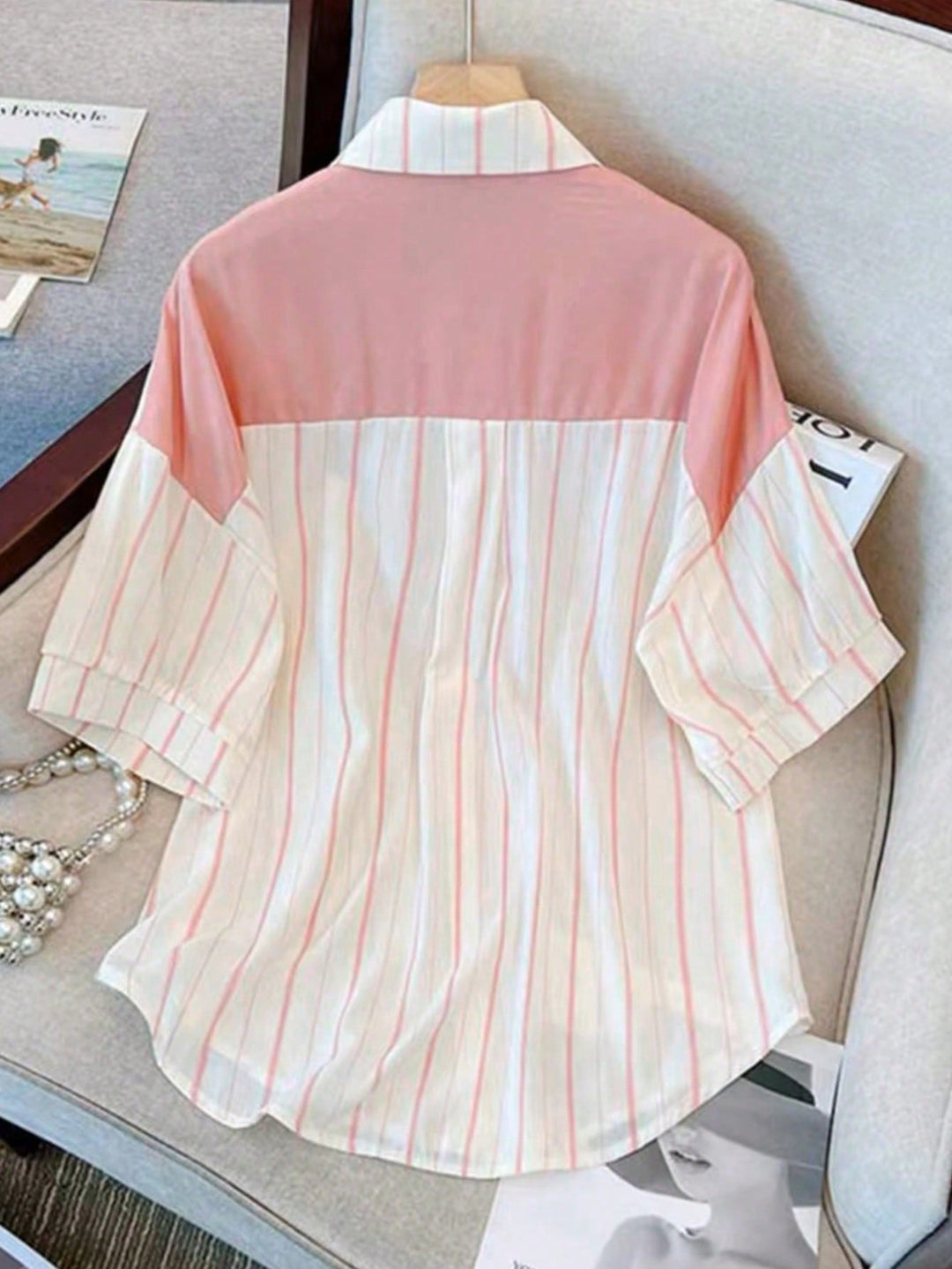 Top casual cu nasturi frontale SHEIN, roz